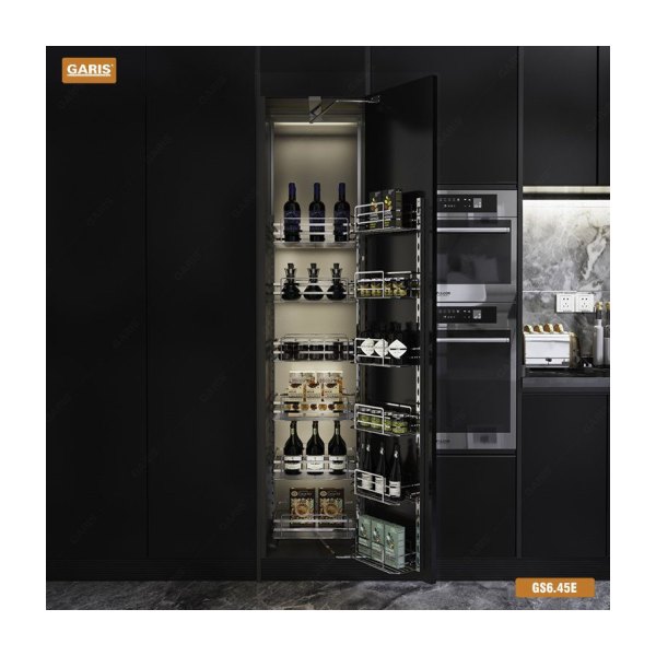 Tủ Đồ Khô GARIS GS6.45E Khay Nan Inox Điện Hóa Xước Mờ 6 Tầng 45cm
