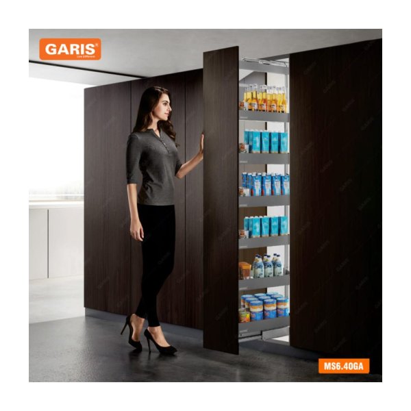 Tủ Đồ Khô GARIS MS6.40GA Khay Nhôm Màu Xám Bạc Cánh Rút 6 Tầng 40cm