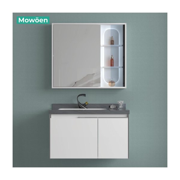 Tủ Lavabo Mowoen MW6631-80SB Plywood Mặt Chậu Liền Khối 800mm