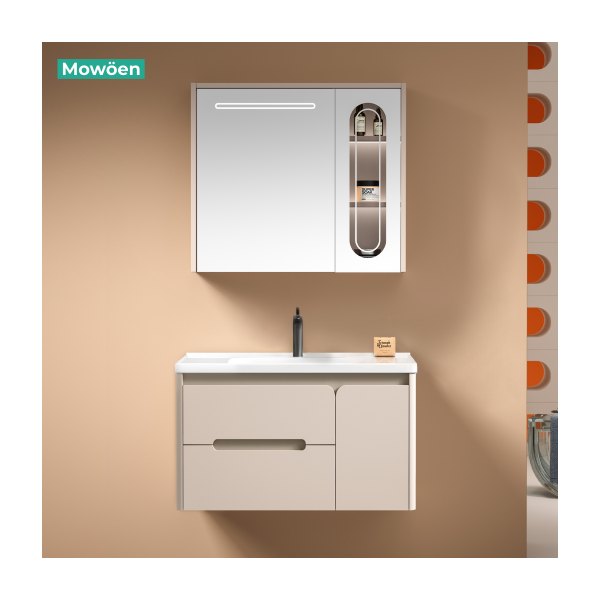 Tủ Lavabo Nhựa PVC MOWOEN MW2711-80 810mm Kèm Gương LED