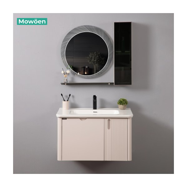 Tủ Lavabo Nhựa PVC Mowoen MW2811-80 Gương Tròn 600mm