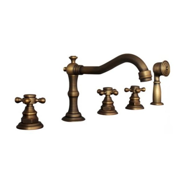 Vòi lavabo 5 Lỗ Kanly GCB08 nóng lạnh bằng đồng cổ điển
