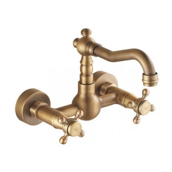 Vòi lavabo Kanly GCT06 nóng lạnh gắn tường bằng đồng