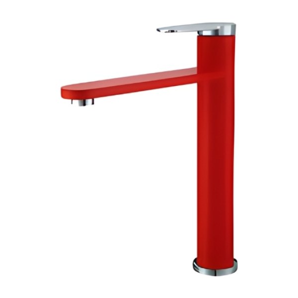 Vòi Lavabo Kanly KLA18 Nóng Lạnh Bằng Đồng Màu Đỏ