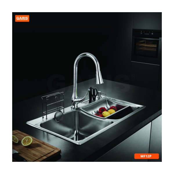 Vòi Rửa Chén GARIS MF12P Dây Rút Nóng Lạnh Đồng Mạ Chrome Bóng