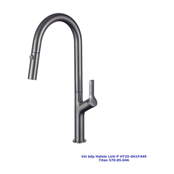 Vòi rửa chén Hafele LUX-P HT25-SH1F449 570.85.046 dây rút màu titan