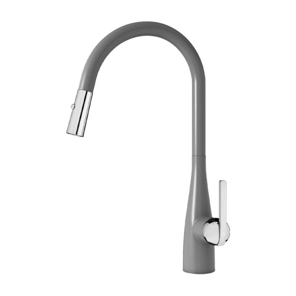 Vòi Rửa Chén KONOX Curva Grey Dây Rút Màu Xám